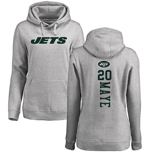 New York Jets Ash Women Marcus Maye Backer NFL Football #20 Pullover Hoodie Sweatshirts->women nfl jersey->Women Jersey